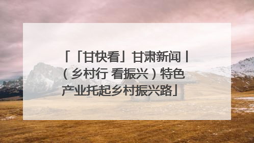 「甘快看」甘肃新闻丨（乡村行 看振兴）特色产业托起乡村振兴路