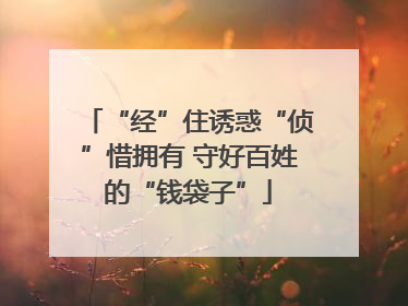 “经”住诱惑“侦”惜拥有 守好百姓的“钱袋子”