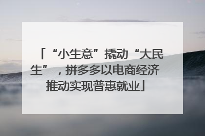 “小生意”撬动“大民生”，拼多多以电商经济推动实现普惠就业