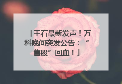 王石最新发声！万科晚间突发公告：“售股”回血！