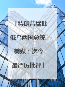 特朗普猛批俄乌两国总统 美媒：迄今最严厉批评