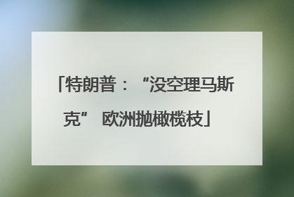 特朗普：“没空理马斯克” 欧洲抛橄榄枝