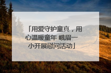 用爱守护童真，用心温暖童年 峨眉一小开展慰问活动