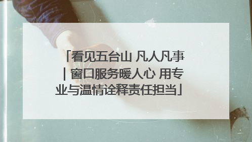看见五台山 凡人凡事｜窗口服务暖人心 用专业与温情诠释责任担当