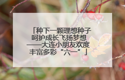 种下一颗理想种子 呵护成长飞扬梦想——大连小朋友欢度丰富多彩“六一”