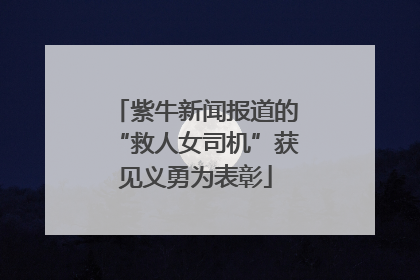 紫牛新闻报道的“救人女司机”获见义勇为表彰
