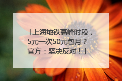 上海地铁高峰时段，5元一次50元包月？官方：坚决反对！