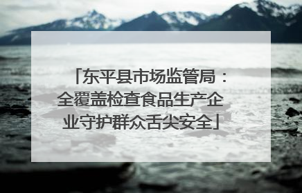 东平县市场监管局：全覆盖检查食品生产企业守护群众舌尖安全