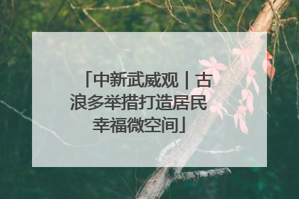 中新武威观｜古浪多举措打造居民幸福微空间