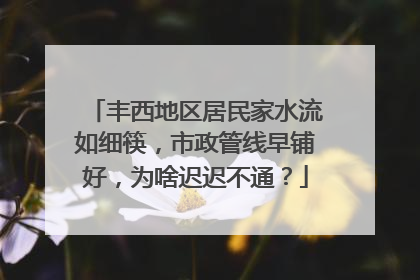 丰西地区居民家水流如细筷，市政管线早铺好，为啥迟迟不通？