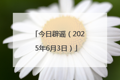 今日辟谣（2025年6月3日）