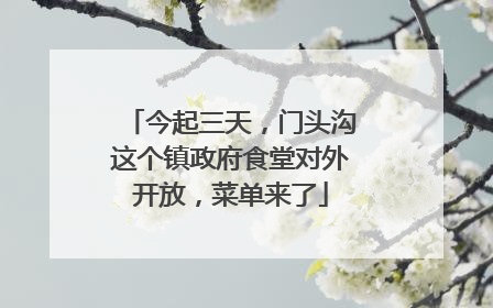 今起三天，门头沟这个镇政府食堂对外开放，菜单来了