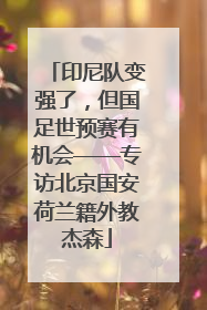 印尼队变强了，但国足世预赛有机会——专访北京国安荷兰籍外教杰森