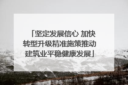 坚定发展信心 加快转型升级精准施策推动建筑业平稳健康发展