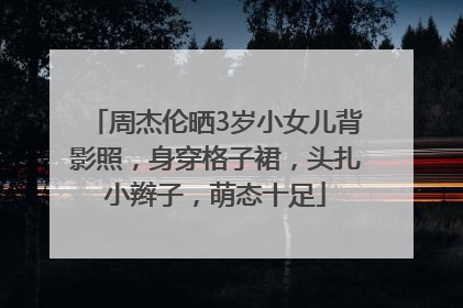 周杰伦晒3岁小女儿背影照，身穿格子裙，头扎小辫子，萌态十足