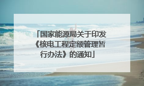国家能源局关于印发《核电工程定额管理暂行办法》的通知