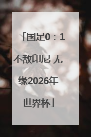 国足0：1不敌印尼 无缘2026年世界杯