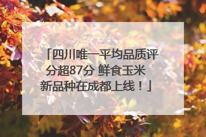 四川唯一平均品质评分超87分 鲜食玉米新品种在成都上线！