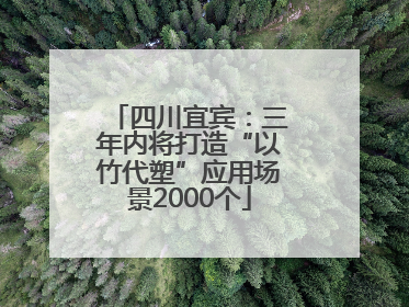 四川宜宾：三年内将打造“以竹代塑”应用场景2000个