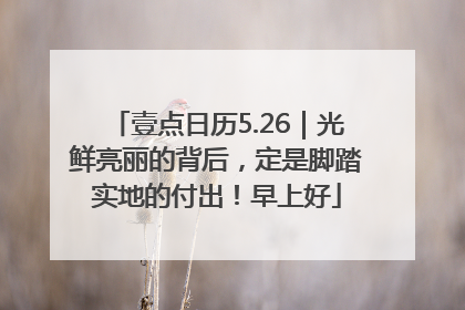 壹点日历5.26｜光鲜亮丽的背后，定是脚踏实地的付出！早上好