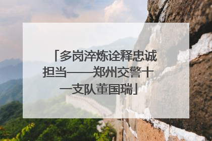 多岗淬炼诠释忠诚担当——郑州交警十一支队董国瑞