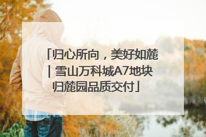 归心所向，美好如麓｜雪山万科城A7地块归麓园品质交付