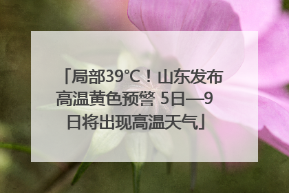 局部39℃！山东发布高温黄色预警 5日—9日将出现高温天气
