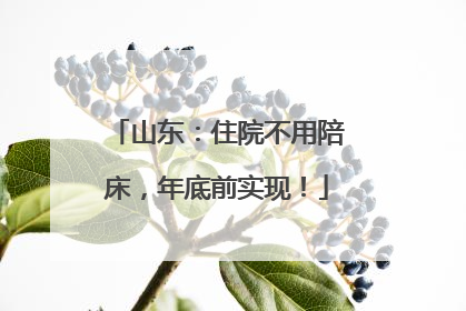 山东:住院不用陪床,年底前实现!