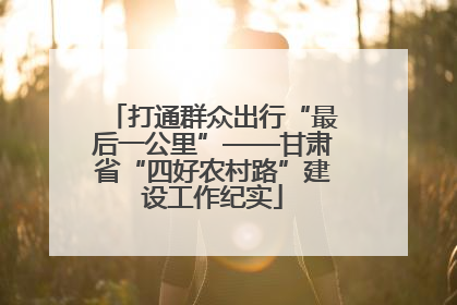 打通群众出行“最后一公里”——甘肃省“四好农村路”建设工作纪实