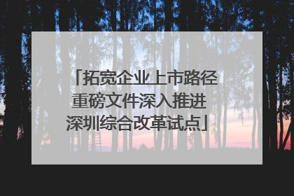 拓宽企业上市路径 重磅文件深入推进深圳综合改革试点