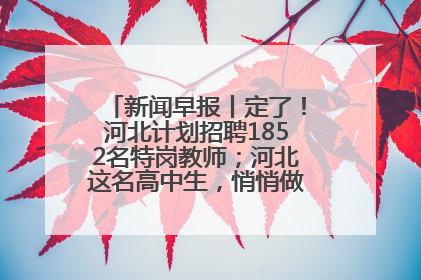 新闻早报丨定了！河北计划招聘1852名特岗教师；河北这名高中生，悄悄做了件超酷的事>>