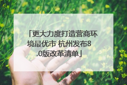 更大力度打造营商环境最优市 杭州发布8.0版改革清单