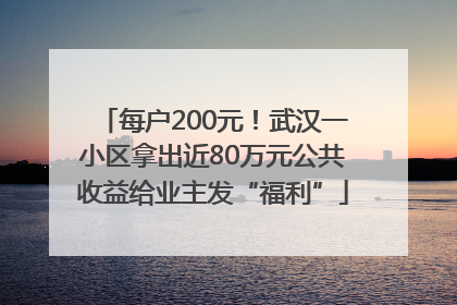 每户200元！武汉一小区拿出近80万元公共收益给业主发“福利”