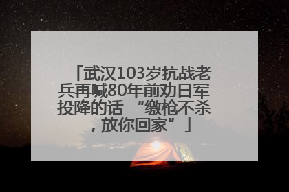 武汉103岁抗战老兵再喊80年前劝日军投降的话 “缴枪不杀，放你回家”