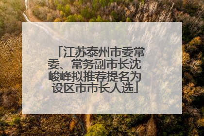 江苏泰州市委常委、常务副市长沈峻峰拟推荐提名为设区市市长人选