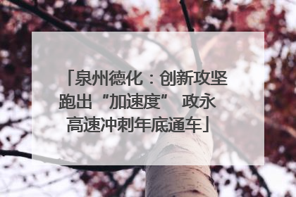 泉州德化：创新攻坚跑出“加速度” 政永高速冲刺年底通车