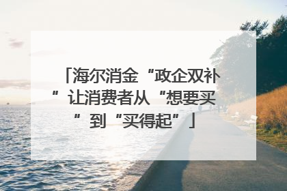 海尔消金“政企双补”让消费者从“想要买”到“买得起”
