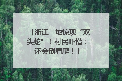 浙江一地惊现“双头蛇”！村民吓懵：还会倒着爬！