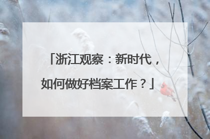 浙江观察：新时代，如何做好档案工作？