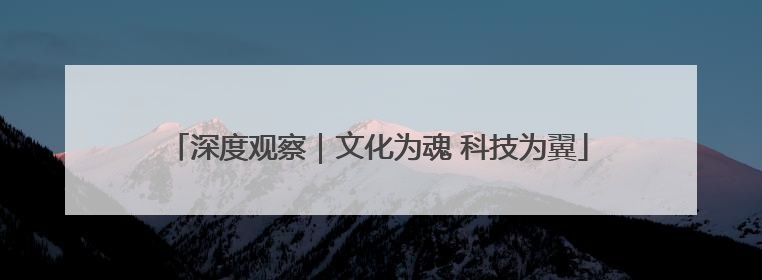 深度观察｜文化为魂 科技为翼