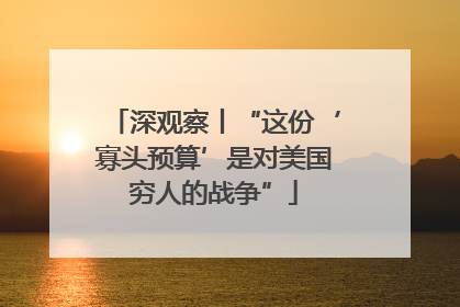 深观察丨“这份‘寡头预算’是对美国穷人的战争”