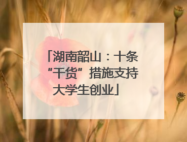 湖南韶山：十条“干货”措施支持大学生创业