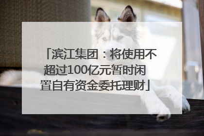 滨江集团：将使用不超过100亿元暂时闲置自有资金委托理财