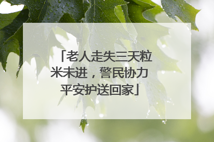 老人走失三天粒米未进，警民协力平安护送回家