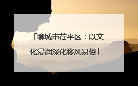 聊城市茌平区：以文化浸润深化移风易俗