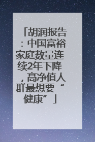 胡润报告：中国富裕家庭数量连续2年下降，高净值人群最想要“健康”