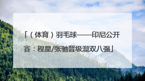 （体育）羽毛球——印尼公开赛：程星/张驰晋级混双八强