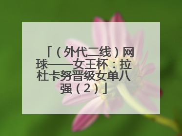 （外代二线）网球——女王杯：拉杜卡努晋级女单八强（2）